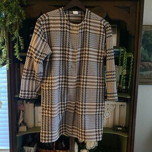J.Jill Plaid Wool Blend Shift Dress | Neutral Check | Petite XS